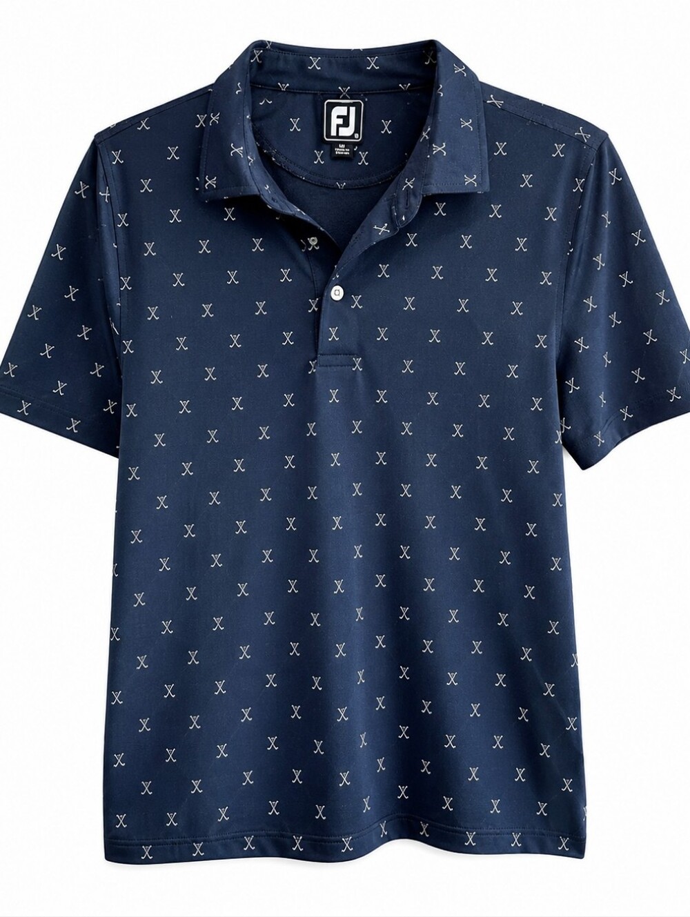 FootJoy FJ Golf Polo Shirt Youth Junior XL Navy Blue Crossed Clubs Performance
